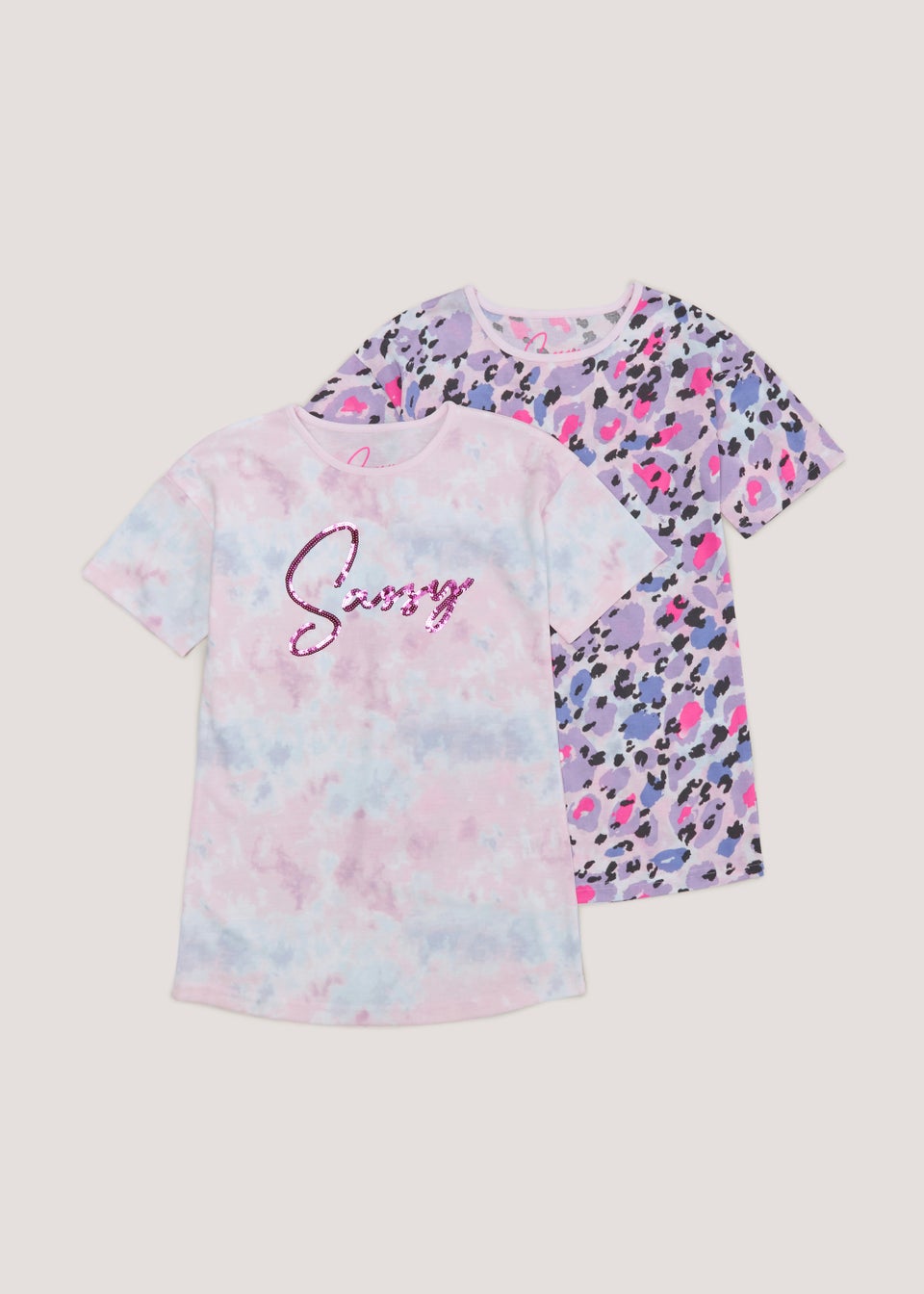Girls 2 Pack Pink Sassy Nighties 4 13yrs Matalan