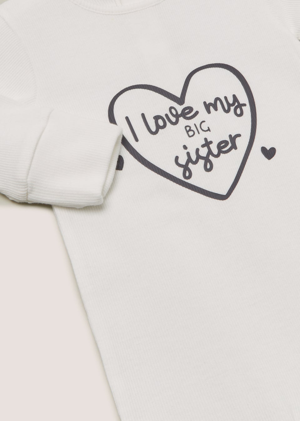 Baby Cream Big Sister Sleepsuit Tiny Baby 18mths Matalan