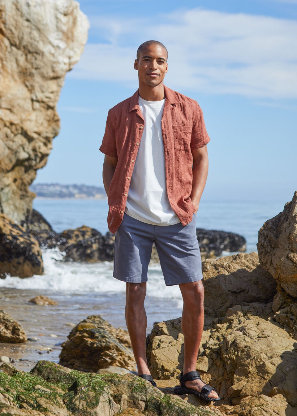 Grey Straight Fit Chino Shorts