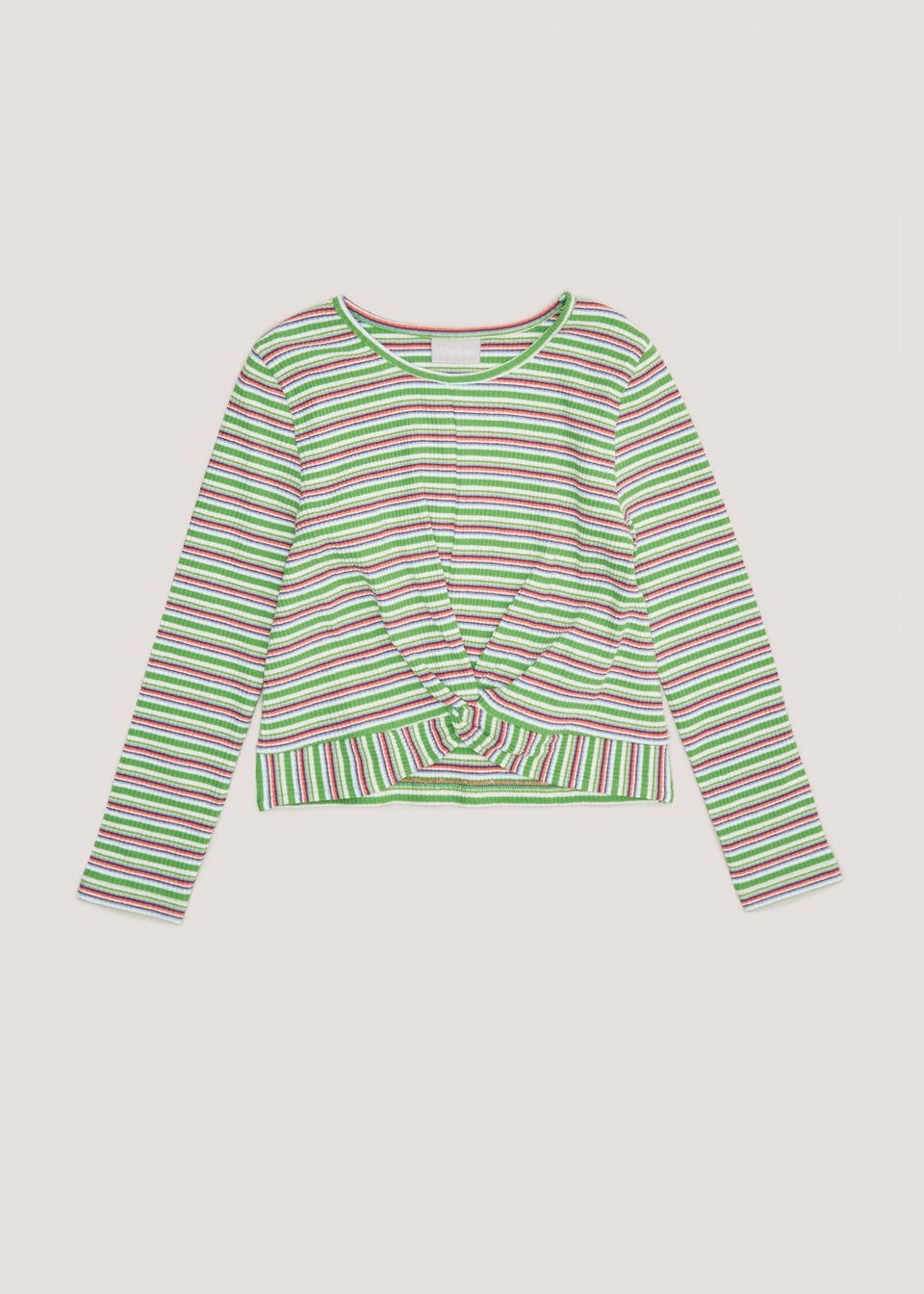 Girls Green Stripe Knot Top (4-13yrs)