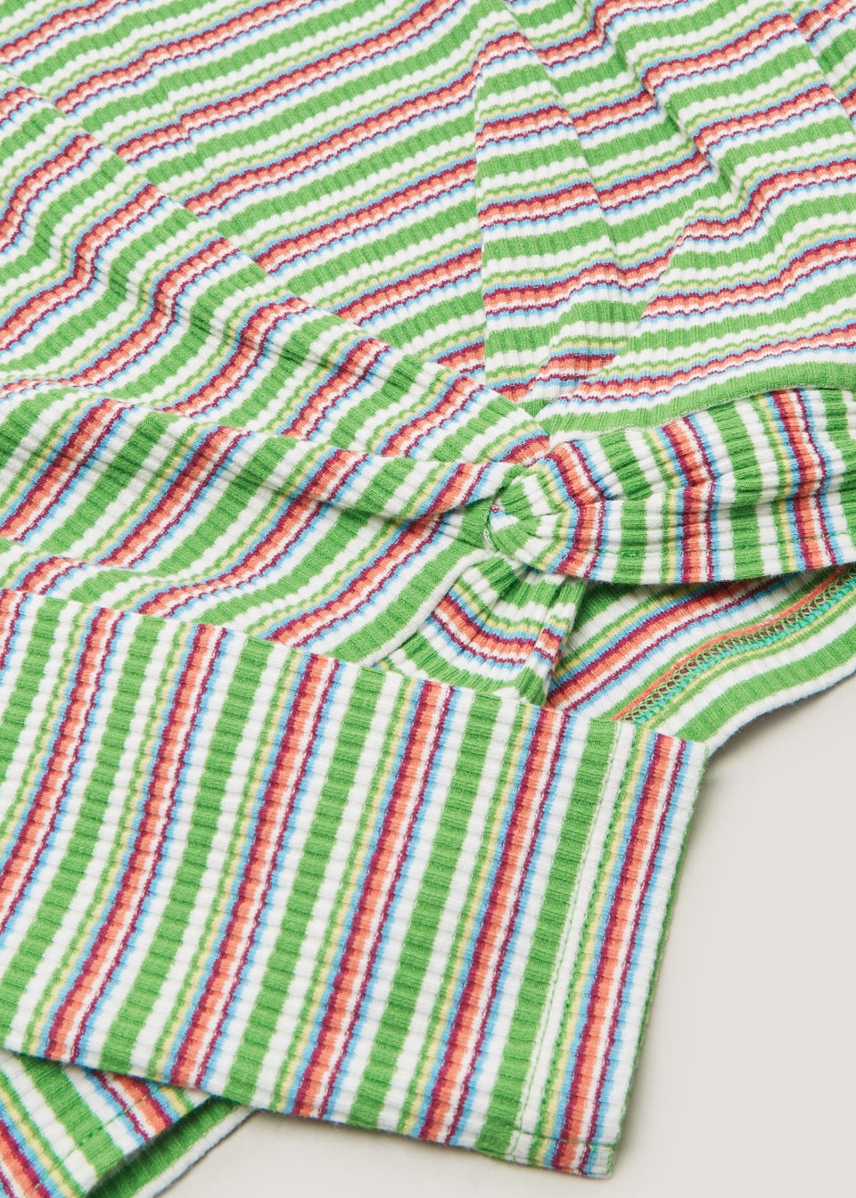 Girls Green Stripe Knot Top (4-13yrs)