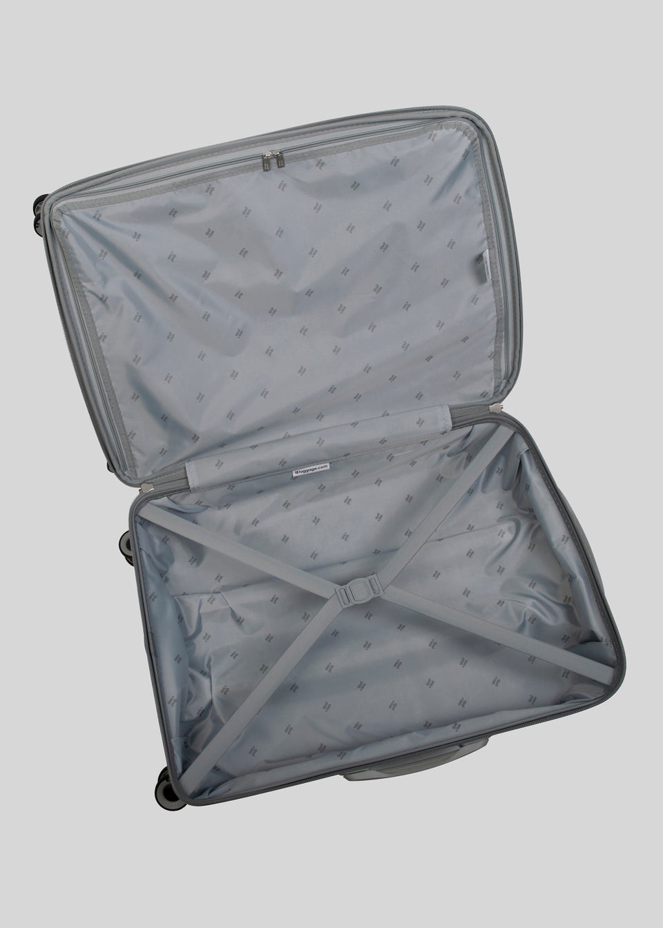 IT Luggage Grey Quilted Suitcase Matalan