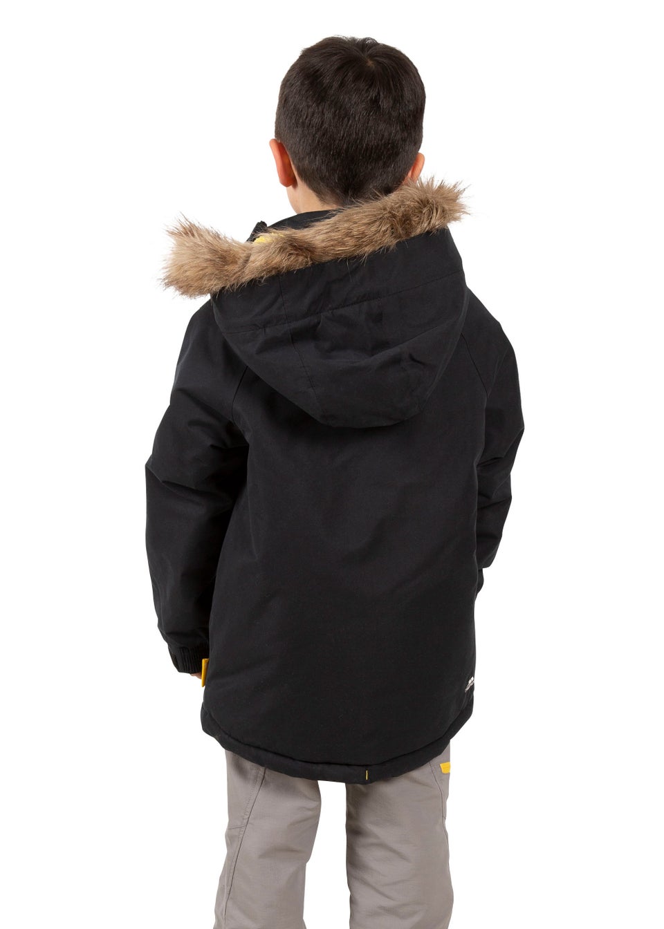 Boys Trespass Black Upbeat Waterproof Jacket (2-12yrs)