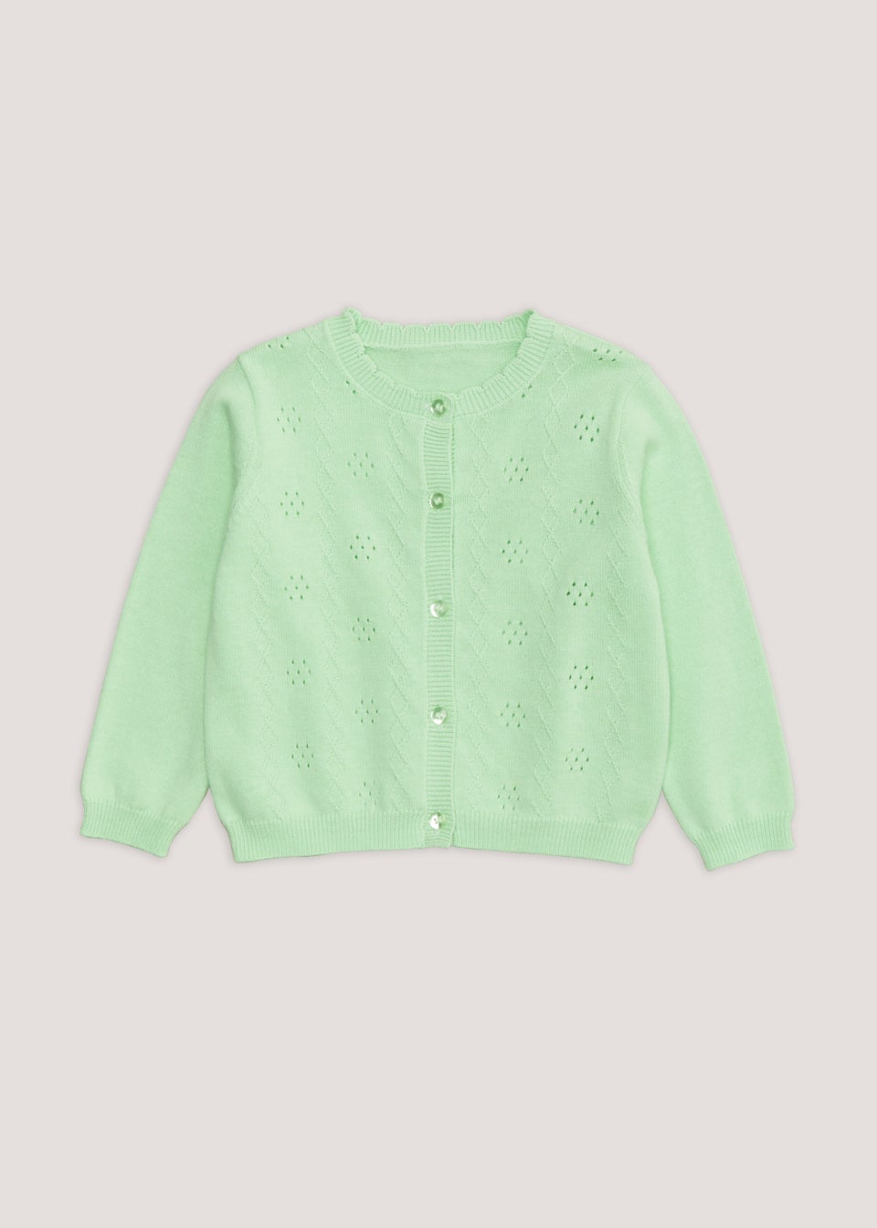 Girls Green Pointelle Cardigan 9mths 6yrs