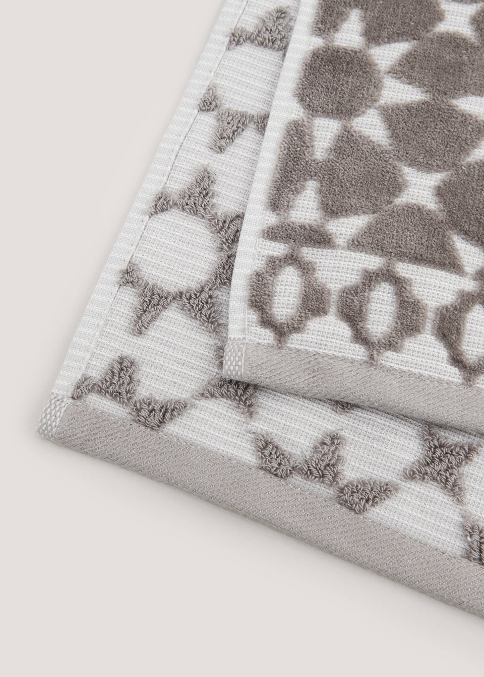 Grey 100% Cotton Geo Sculpted Hand Towel