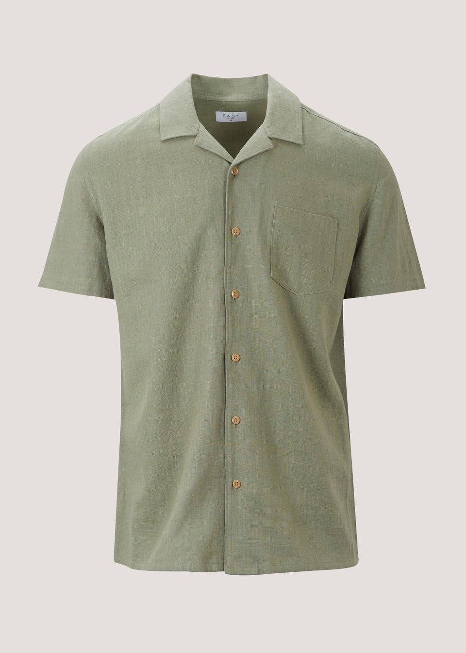 Khaki Linen Blend Short Sleeve Shirt