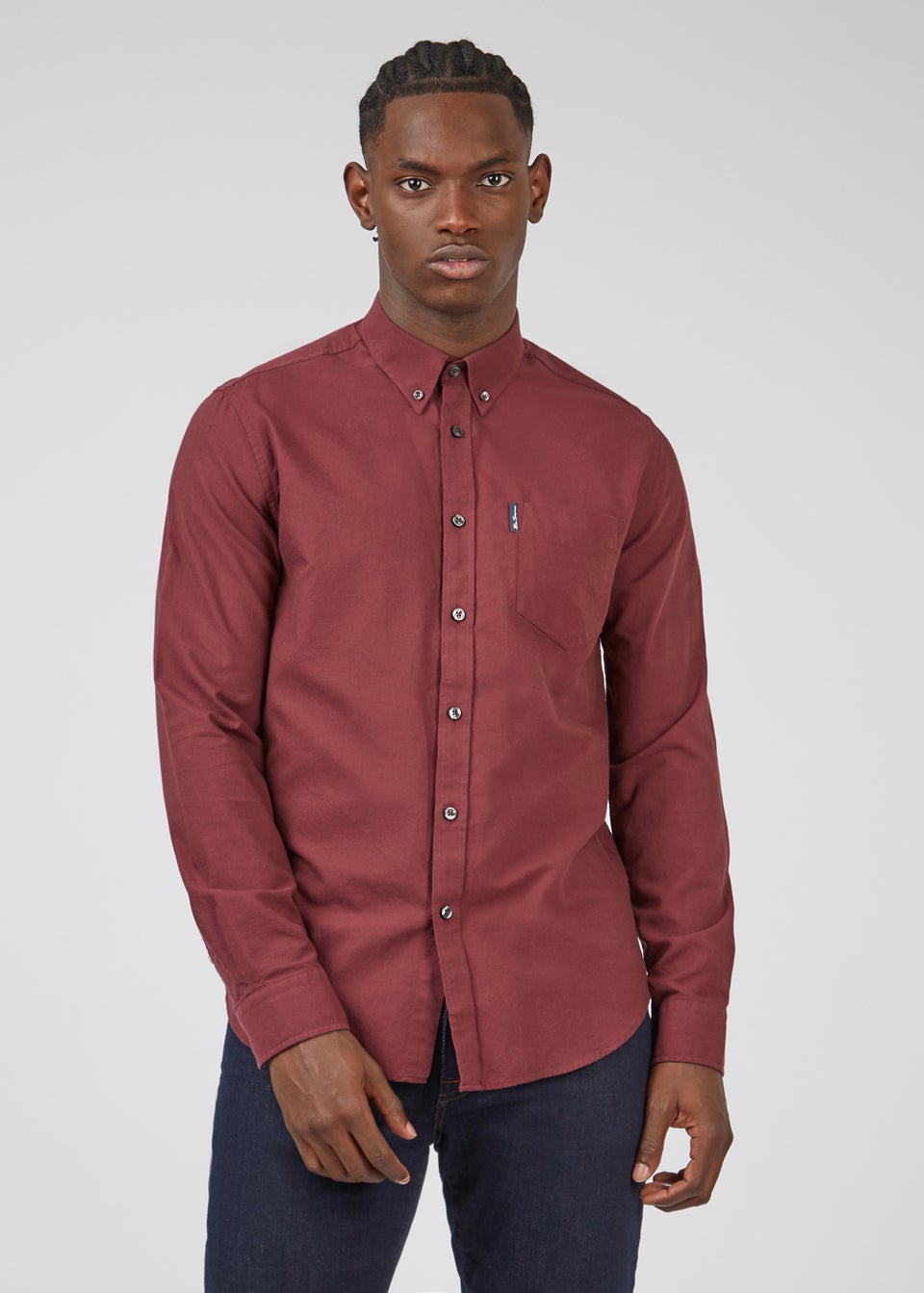 Ben Sherman Wine Organic Cotton Regular Fit Oxford Shirt