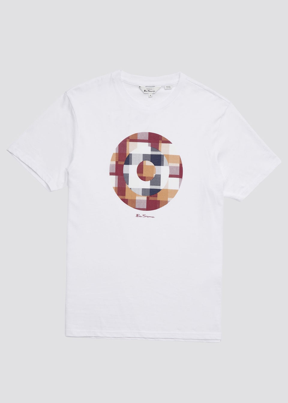 Ben Sherman White Gingham Target Short Sleeve T-Shirt