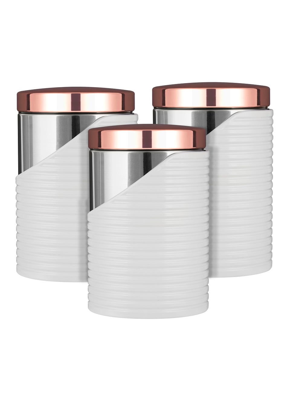 Tower Set of 3 White Canisters (12cm x 12cm x 17cm)