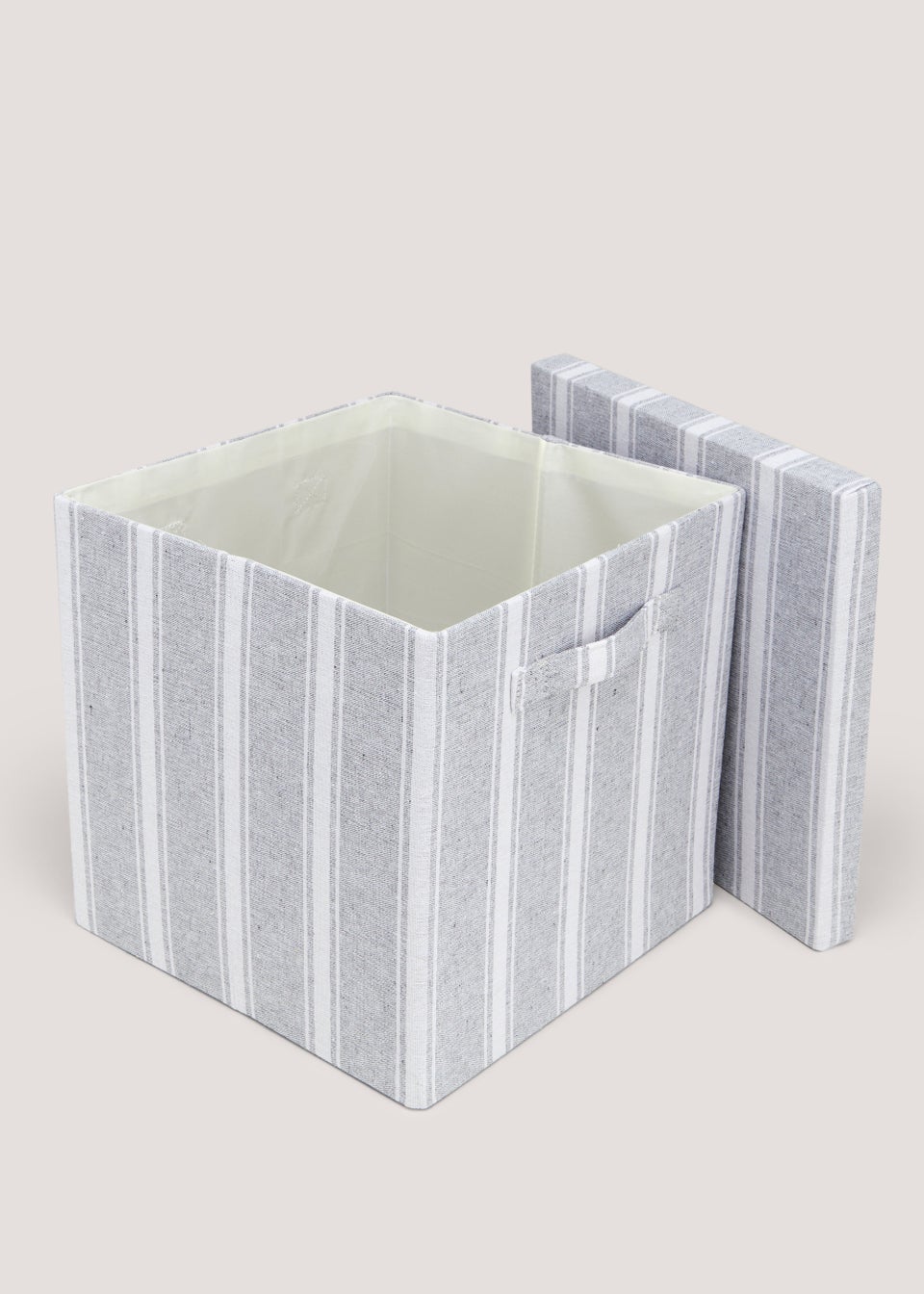 Grey Stripe Foldable Storage Box (33cm x 33cm x 31cm)