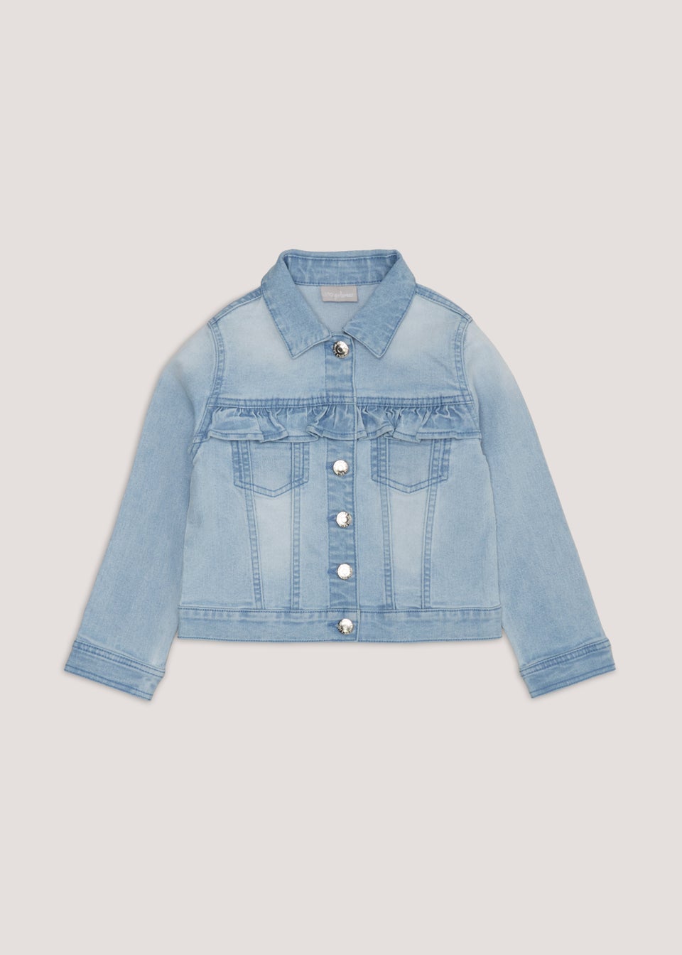 Girls Light Wash Frill Denim Jacket (4-13yrs) - Matalan