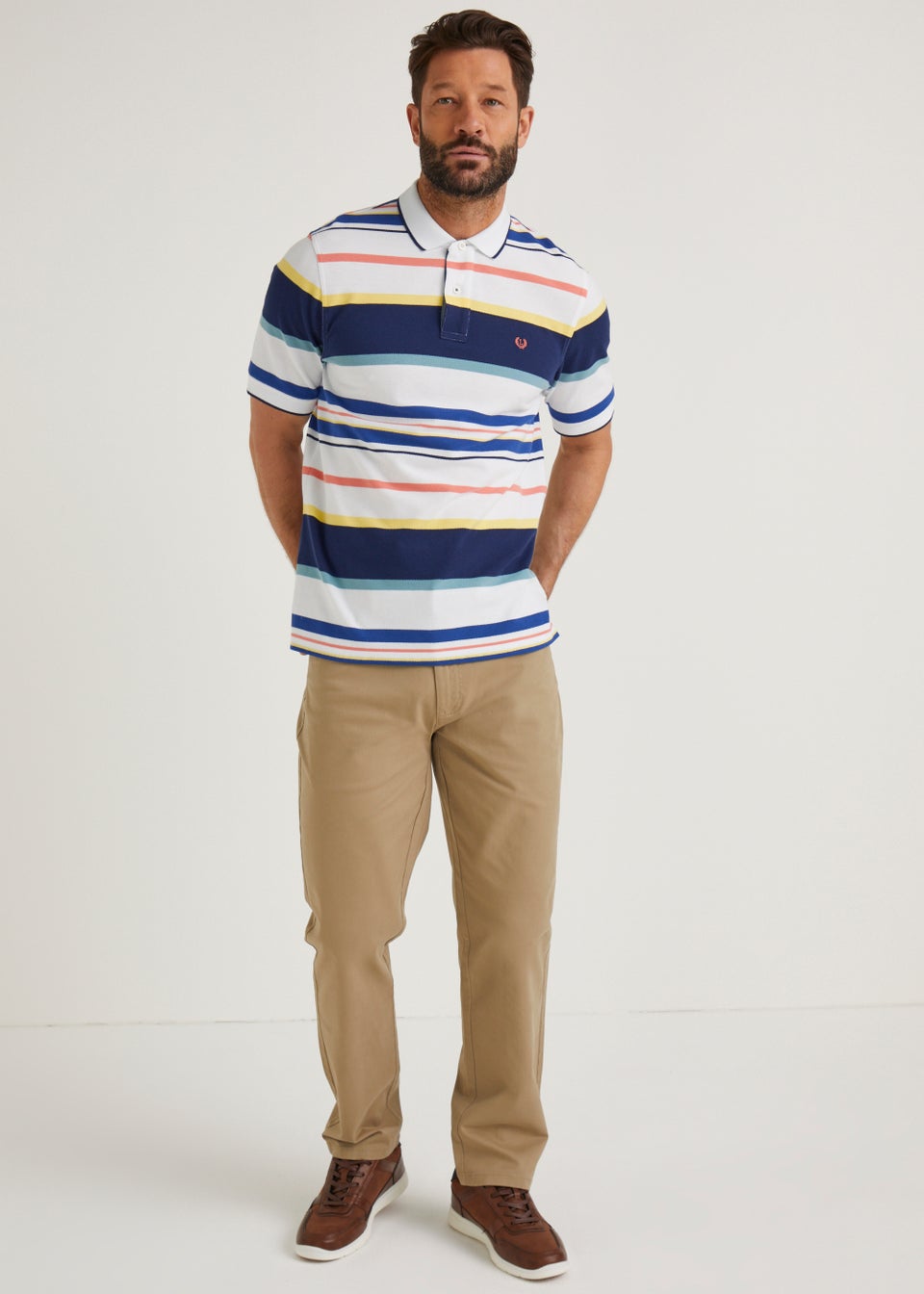 Lincoln White Stripe Oxford Polo Shirt