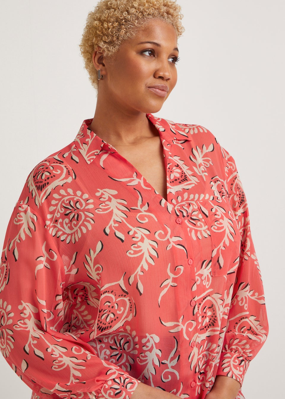 Coral chiffon blouse discount