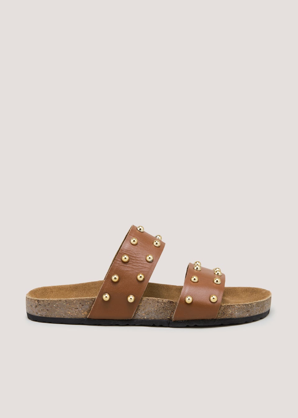 Tan Leather Stud Sandals Matalan