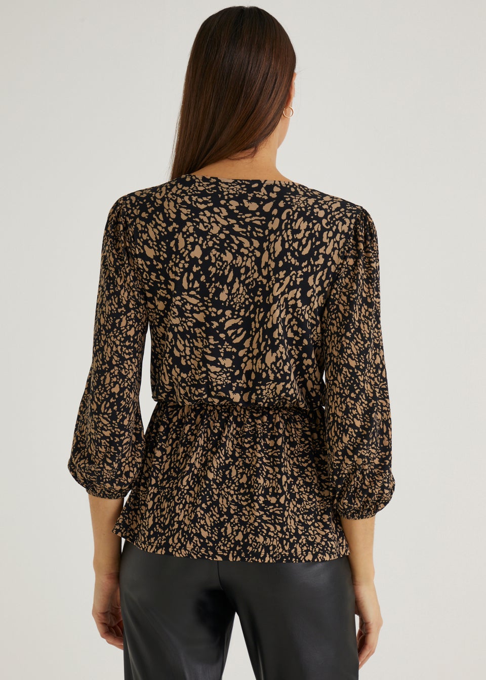 Et Vous Brown Frill Wrap Top