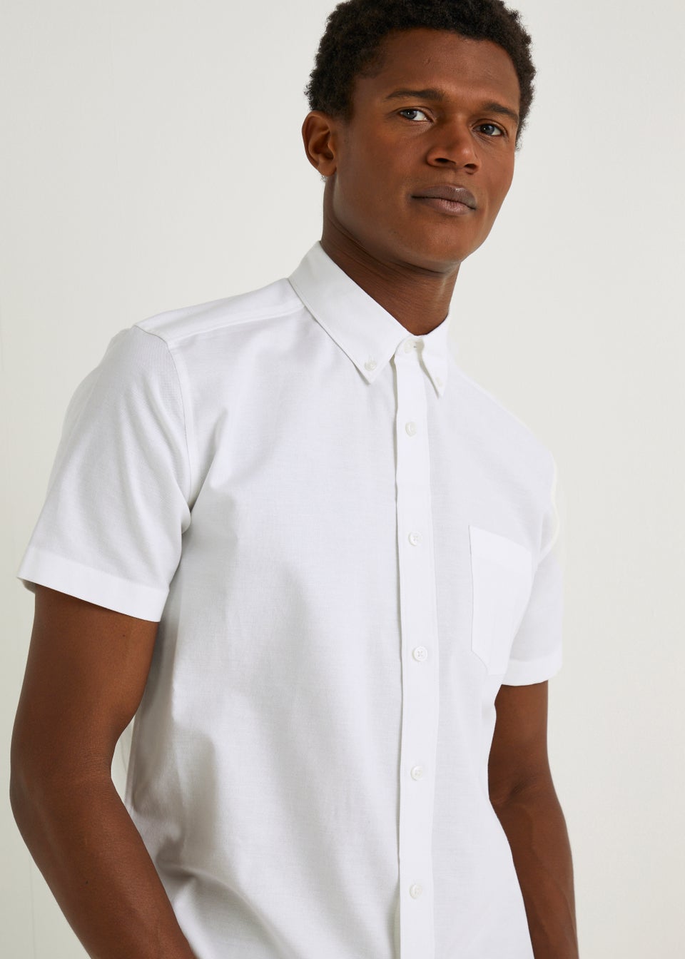 White Short Sleeve Oxford Shirt - Matalan
