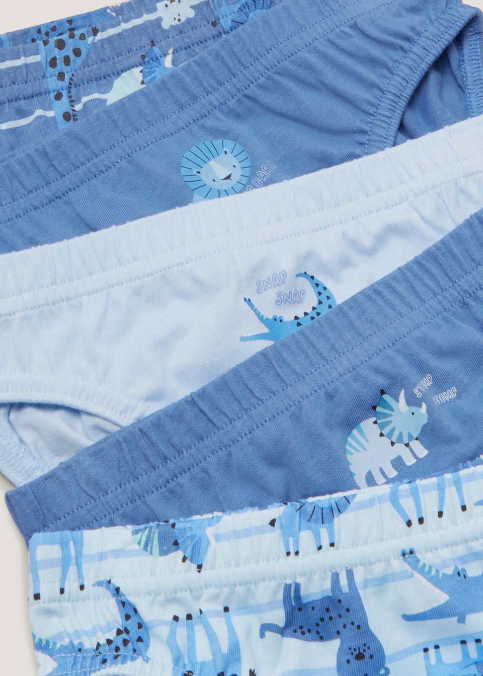Boys 5 Pack Blue Animal Briefs