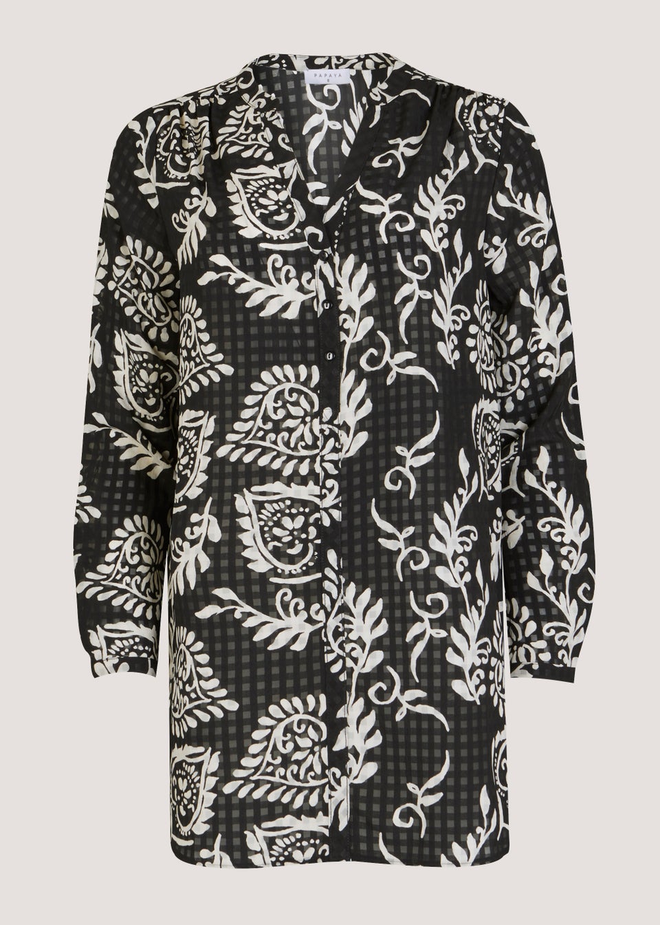 Black Long-Sleeve Abstract Stripe Blouse main image 1