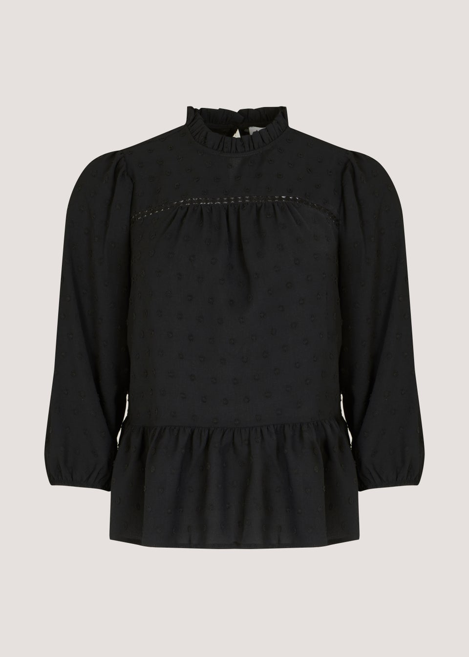 Black High Neck Peplum Top