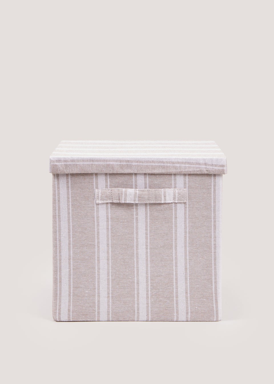 Beige Stripe Foldable Storage Box (33cm x 33cm x 31cm)