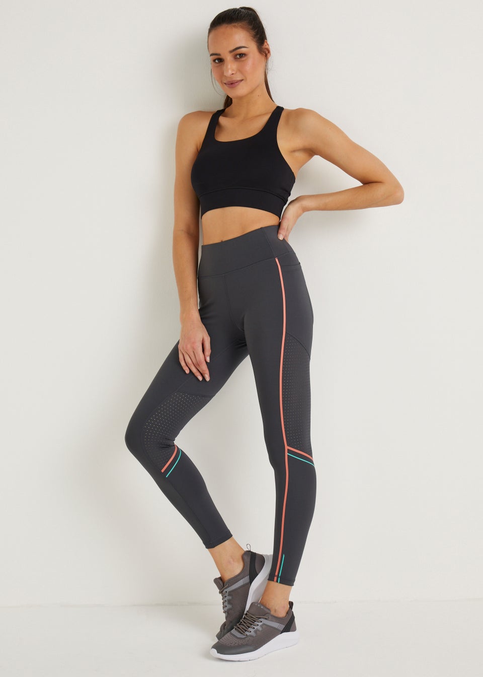 Souluxe Charcoal & Coral Tape Leggings