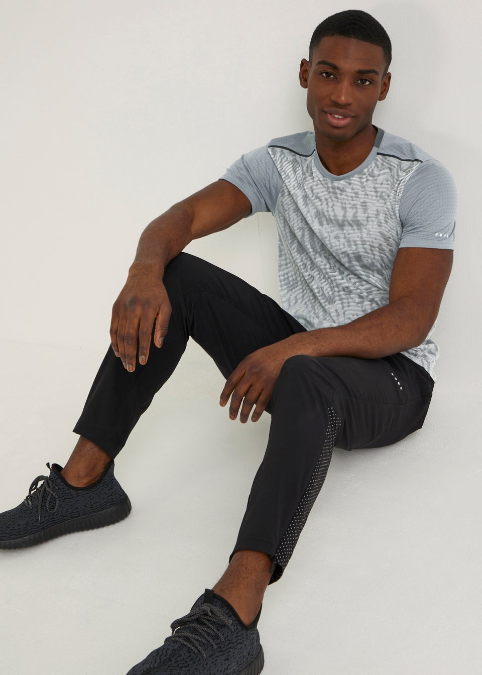 Souluxe Grey Jacquard Camo Sports T-Shirt