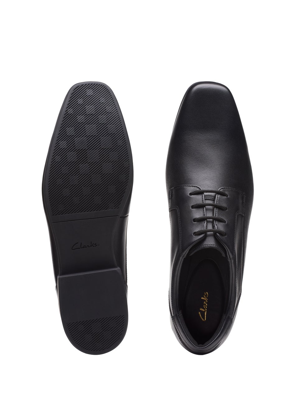 Clarks Black Sidton Lace Leather Shoes