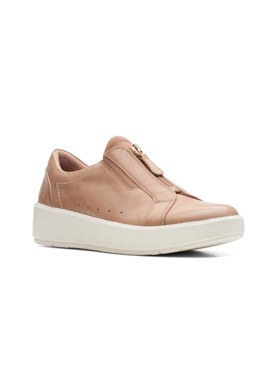 Clarks Praline Layton Rae Leather Trainers
