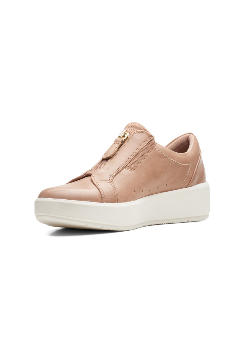 Clarks Praline Layton Rae Leather Trainers