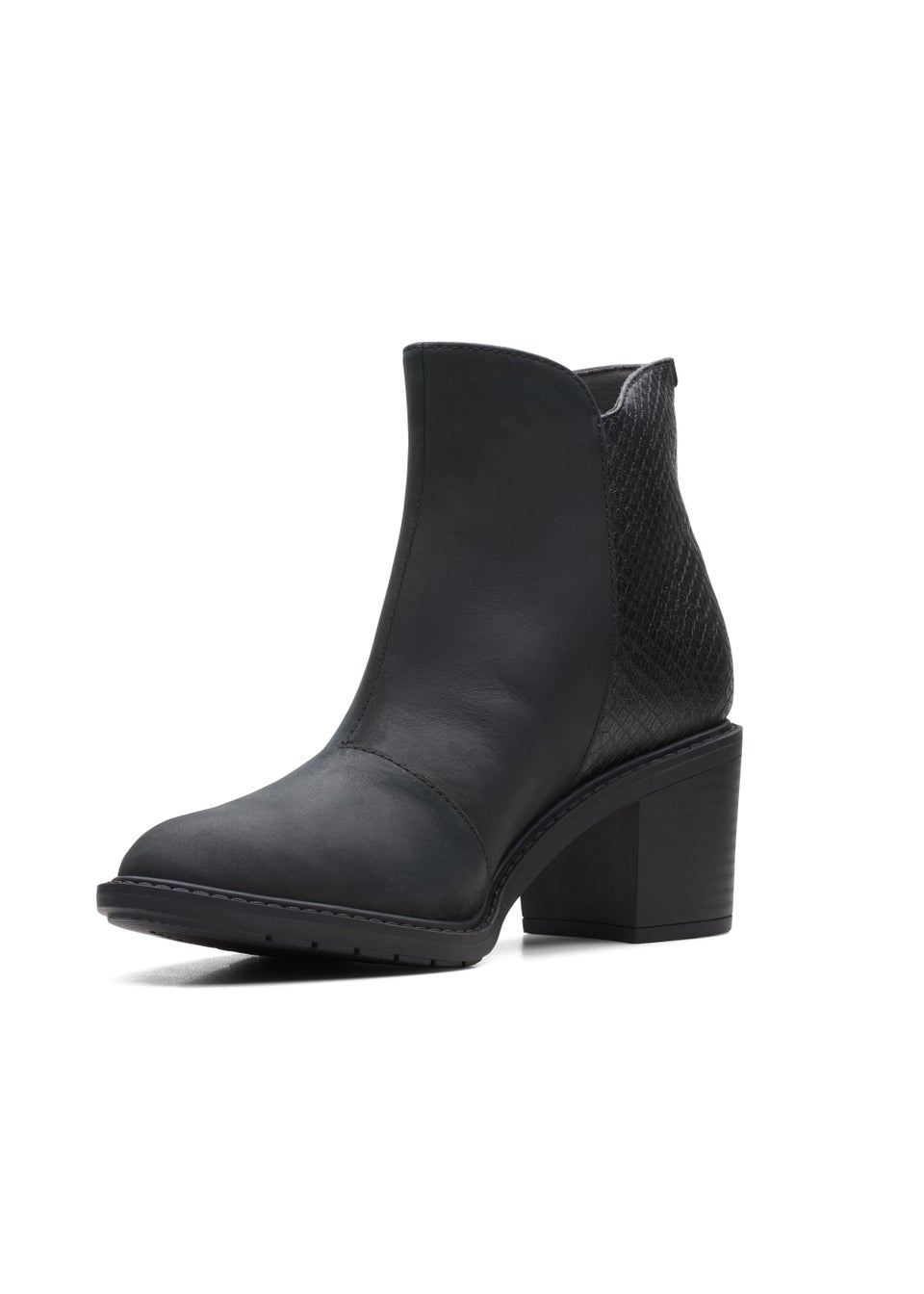 Clarks Black Leather Scene Zip Boots