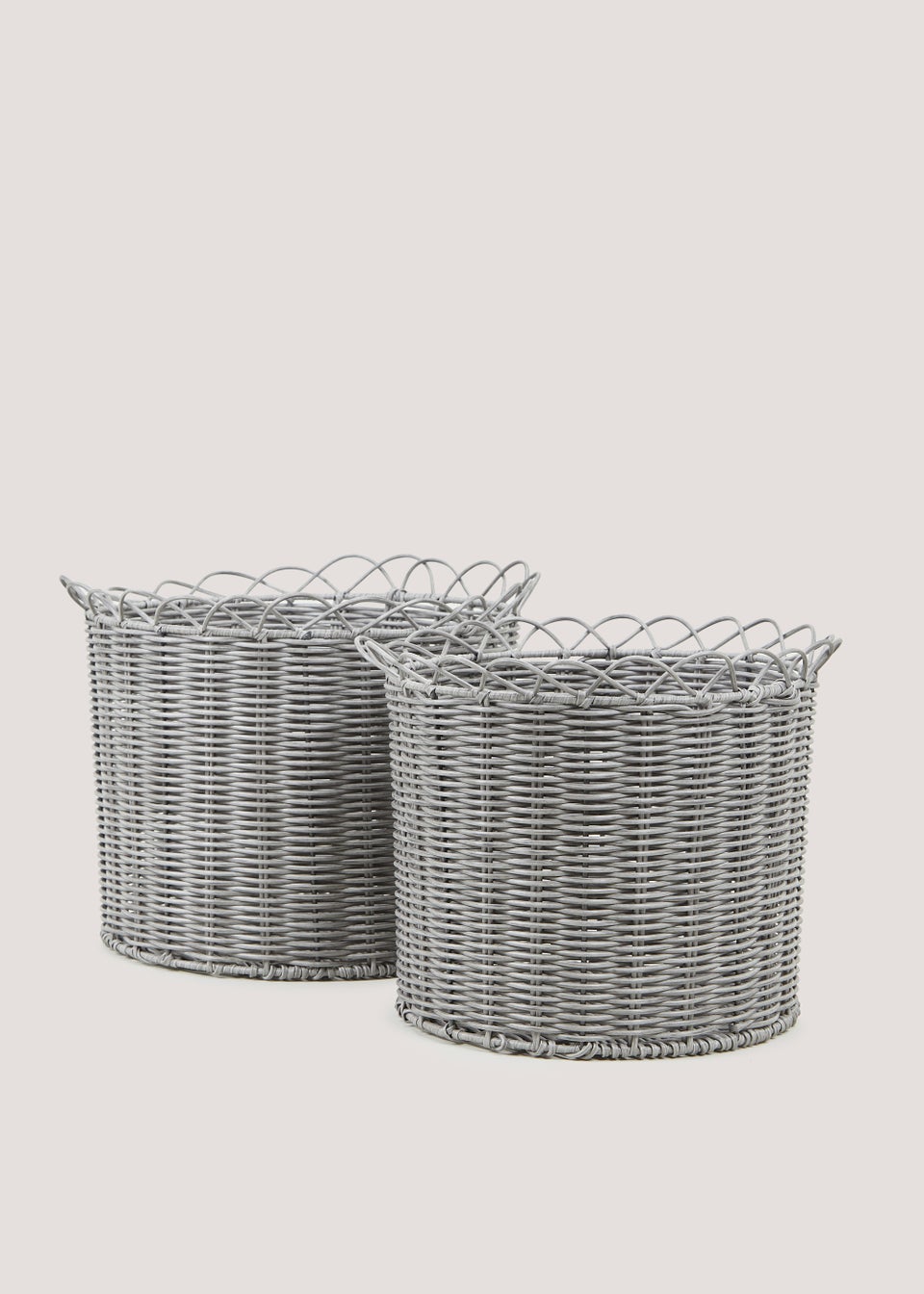 Set of 2 Grey Woven Planters