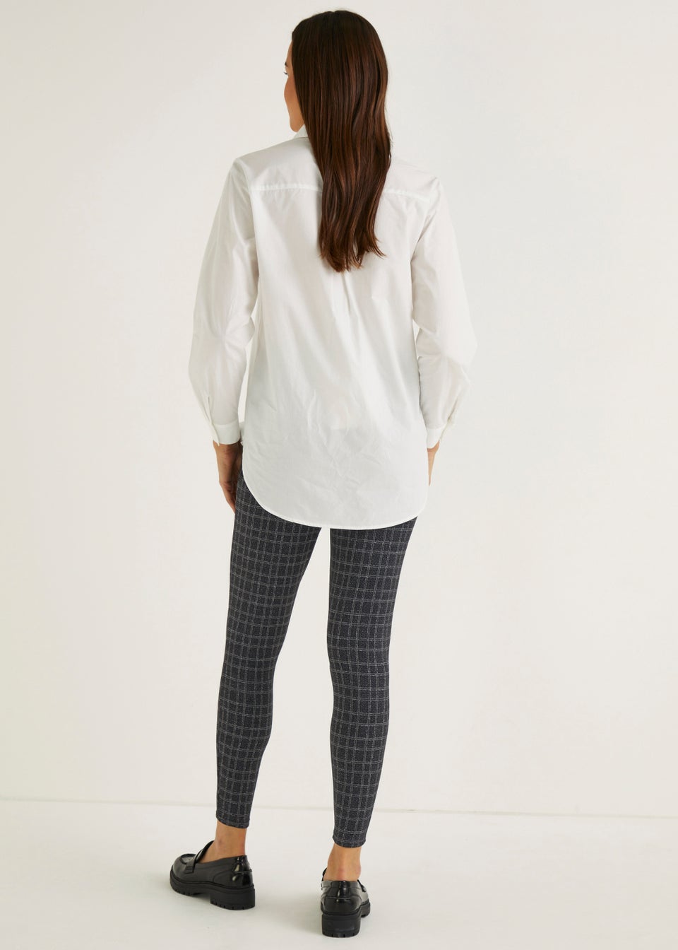 Black Check Print Textured Leggings