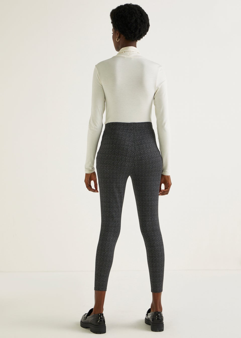 Grey Check Textured Leggings