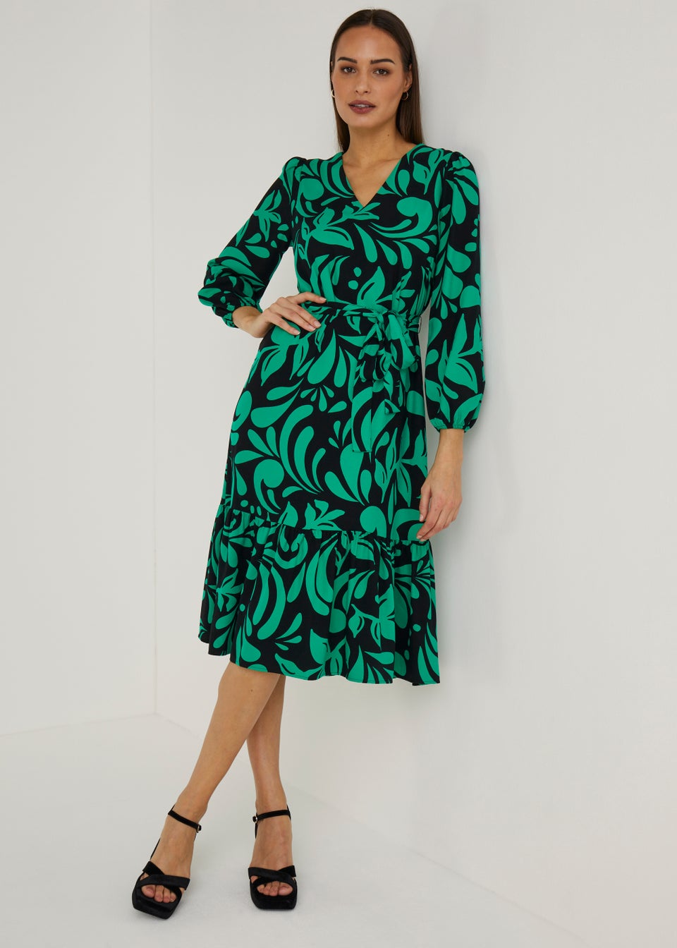 Et Vous Green Paisley Twill Dress