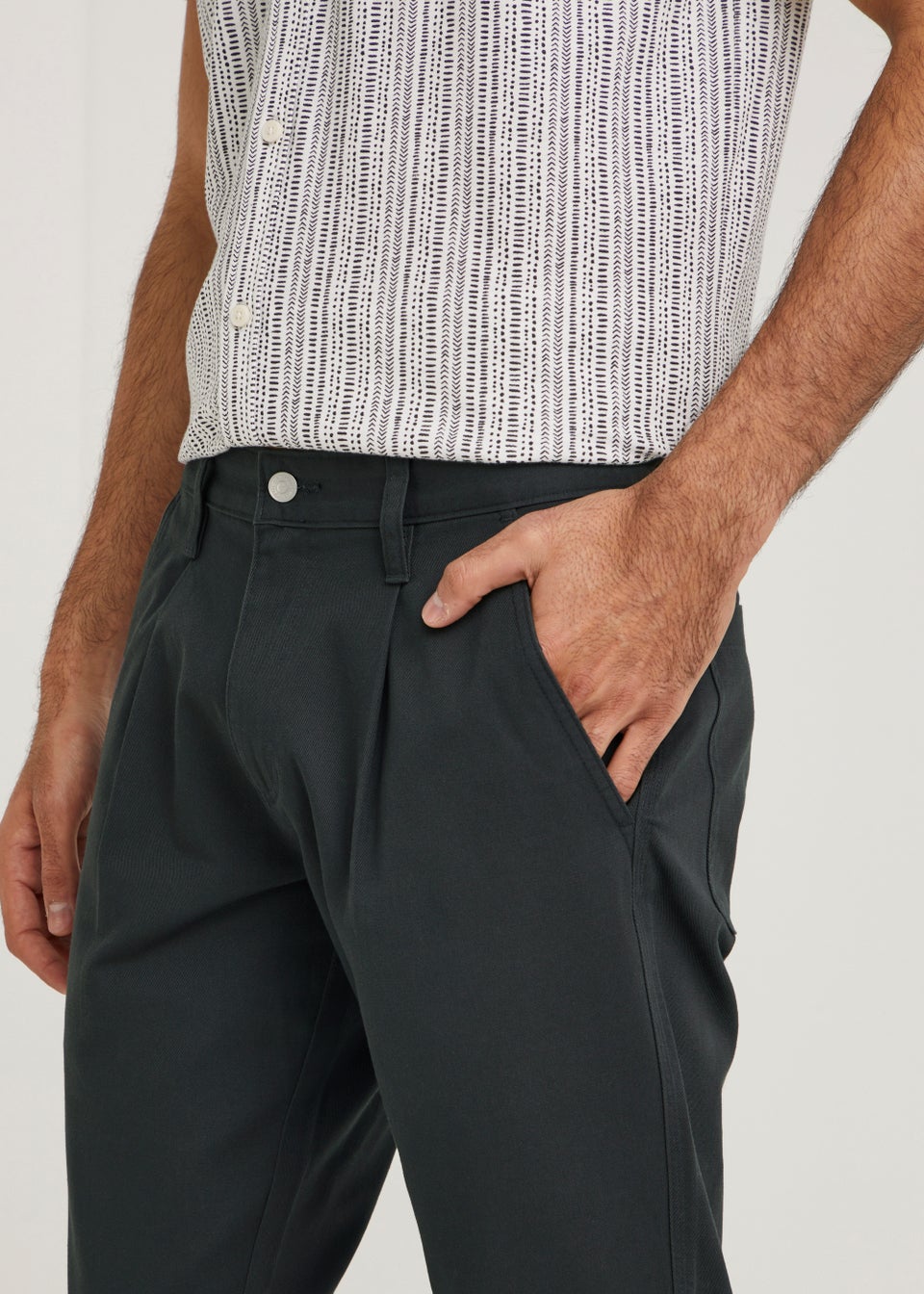 Grey Pleated Front Trousers