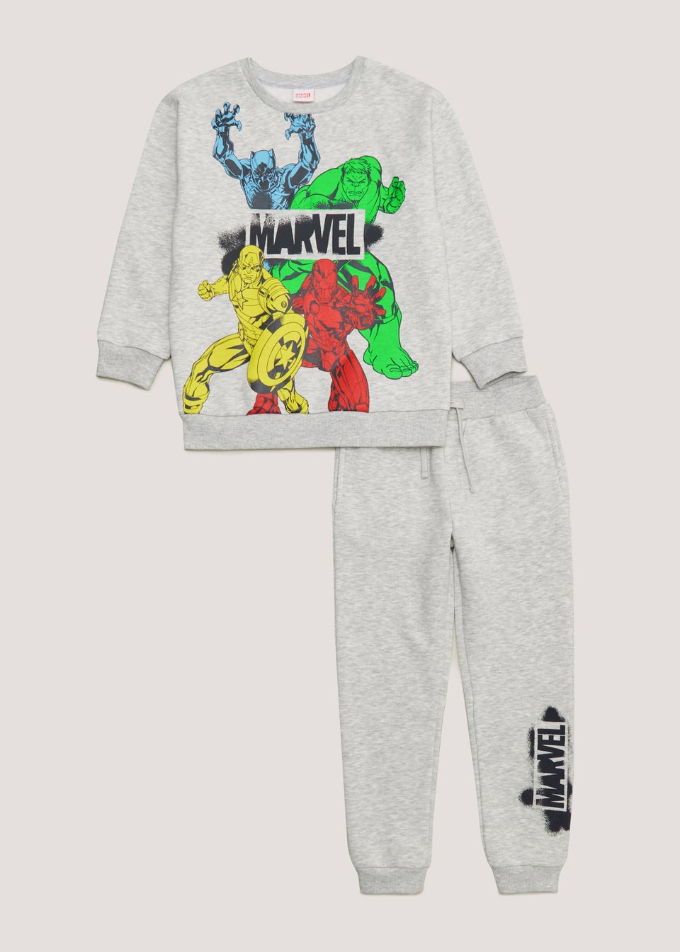 Boys Grey Marl Marvel Graffiti Sweatshirt & Joggers Set (4-13yrs)