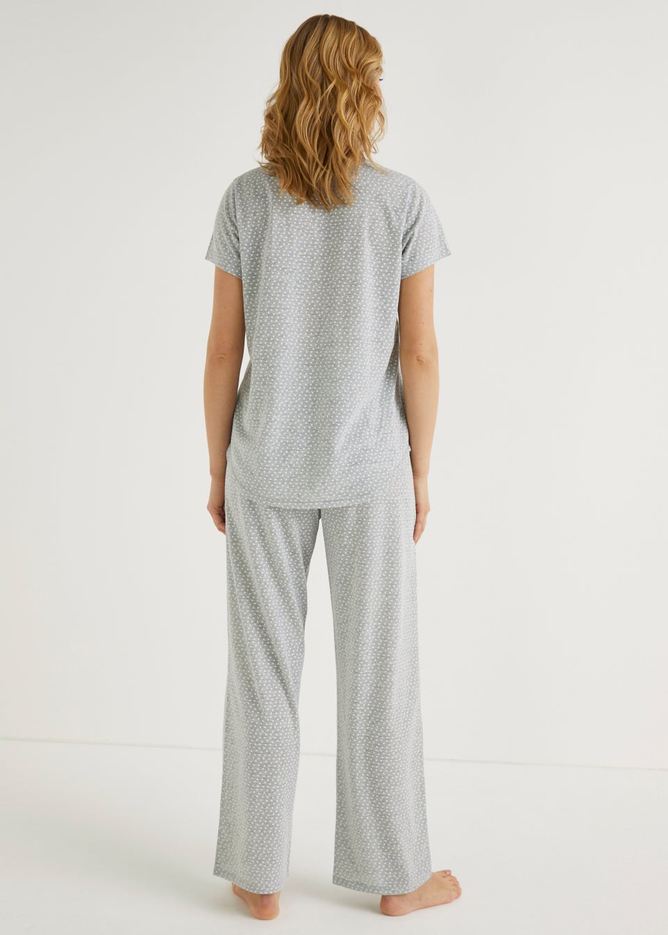 Grey Heart Wide Leg Pyjama Set Matalan