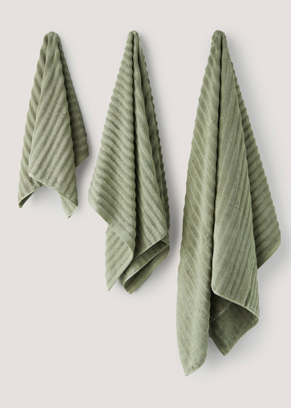 Green 100 Cotton Ribbed Towels Matalan