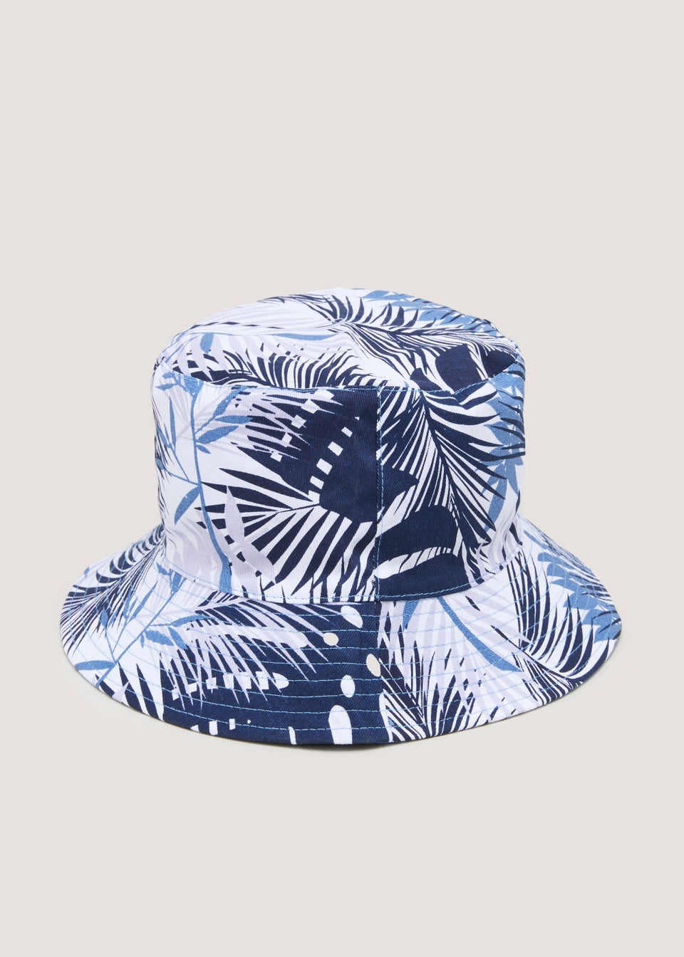 Blue & White Print Reversible Bucket Hat