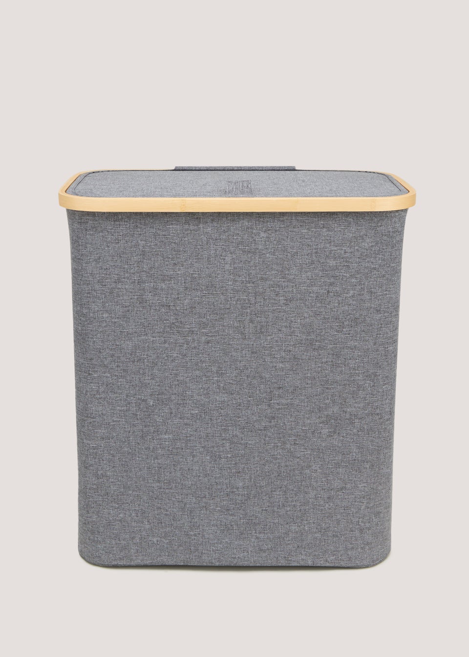 Grey Bamboo Rim Slim Laundry Basket (50cm x 45cm x 26cm)