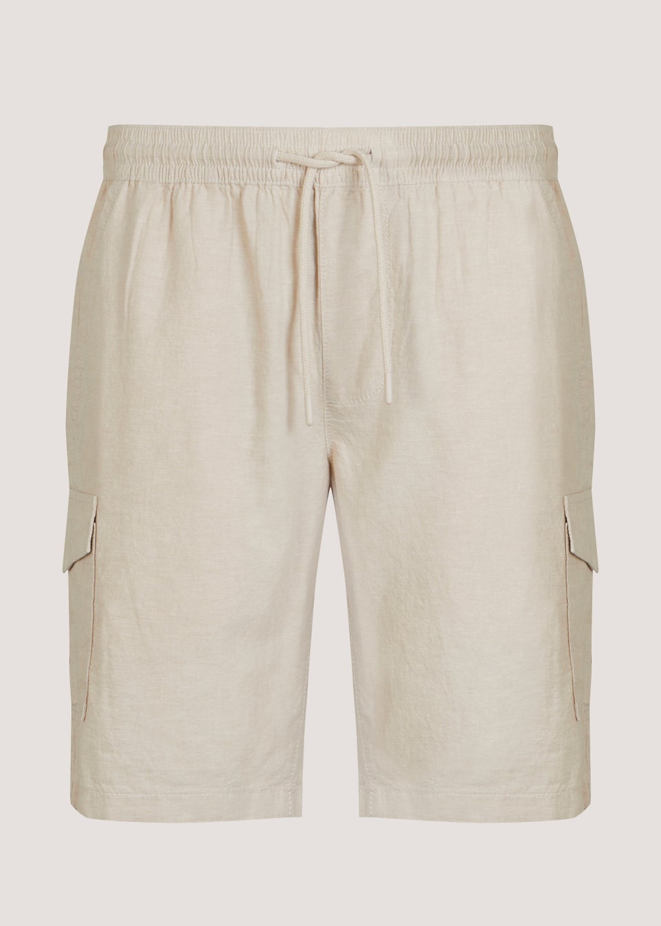 Stone Linen Blend Cargo Shorts - Matalan