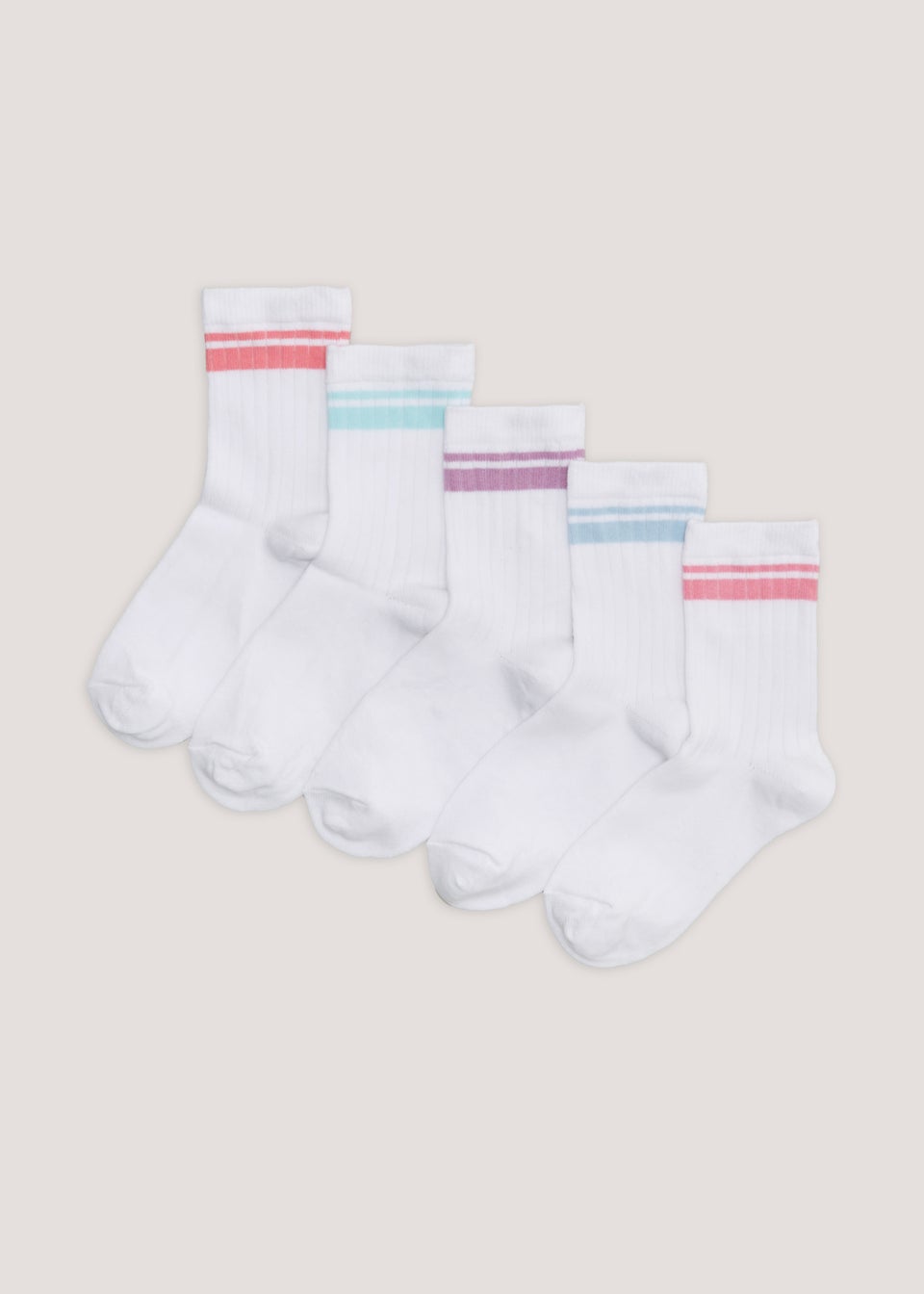 Girls 5 Pack White Sports Socks (Younger 6-Older 5.5)