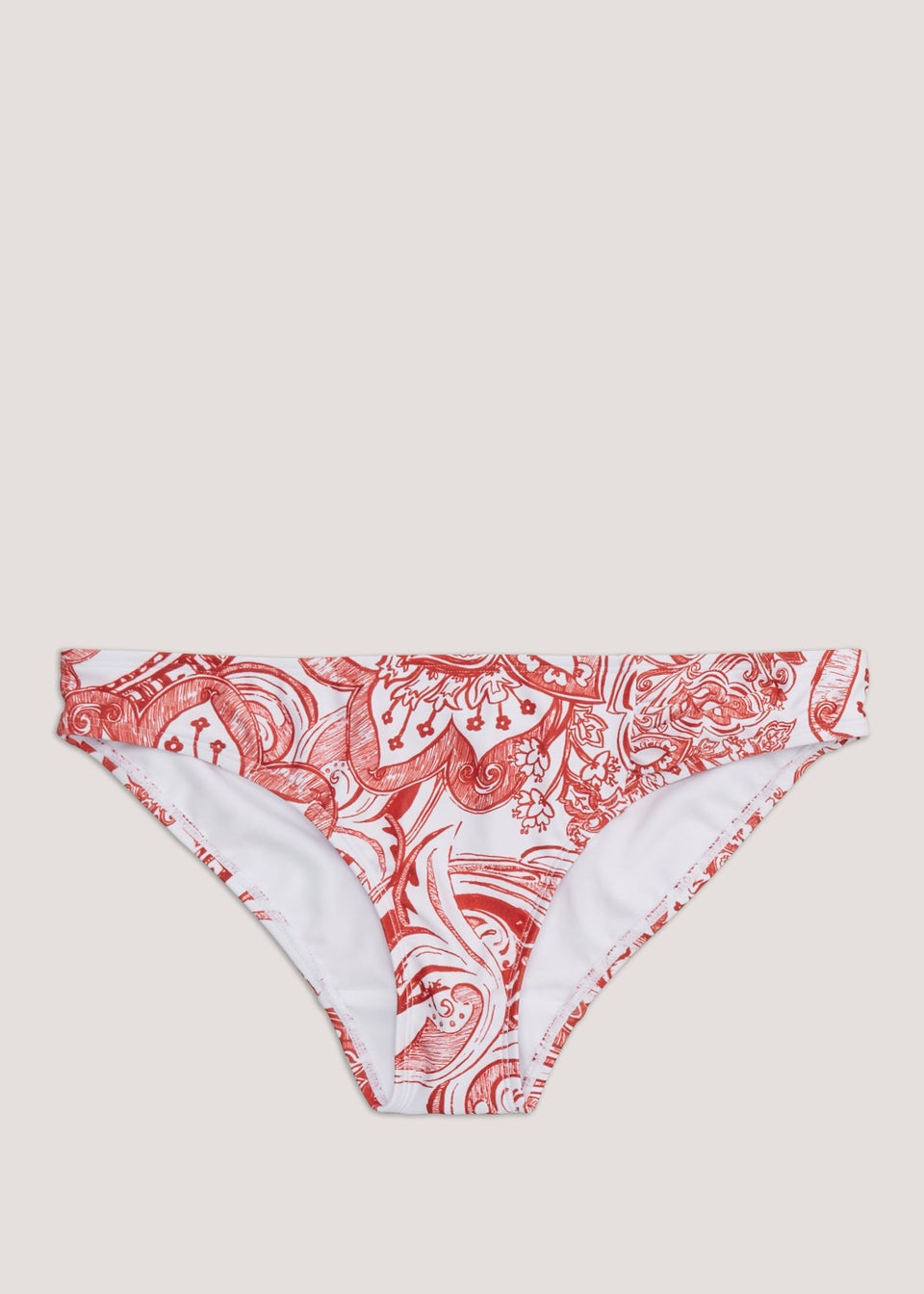 Red & White Paisley Bikini Bottoms