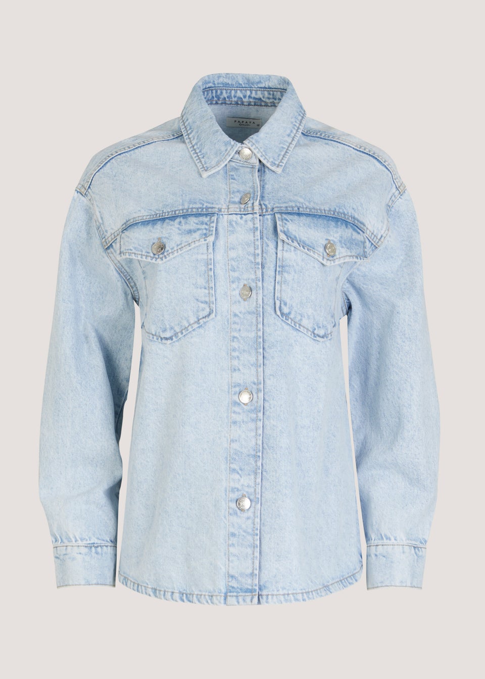 Papaya Petite Light Wash Denim Shacket