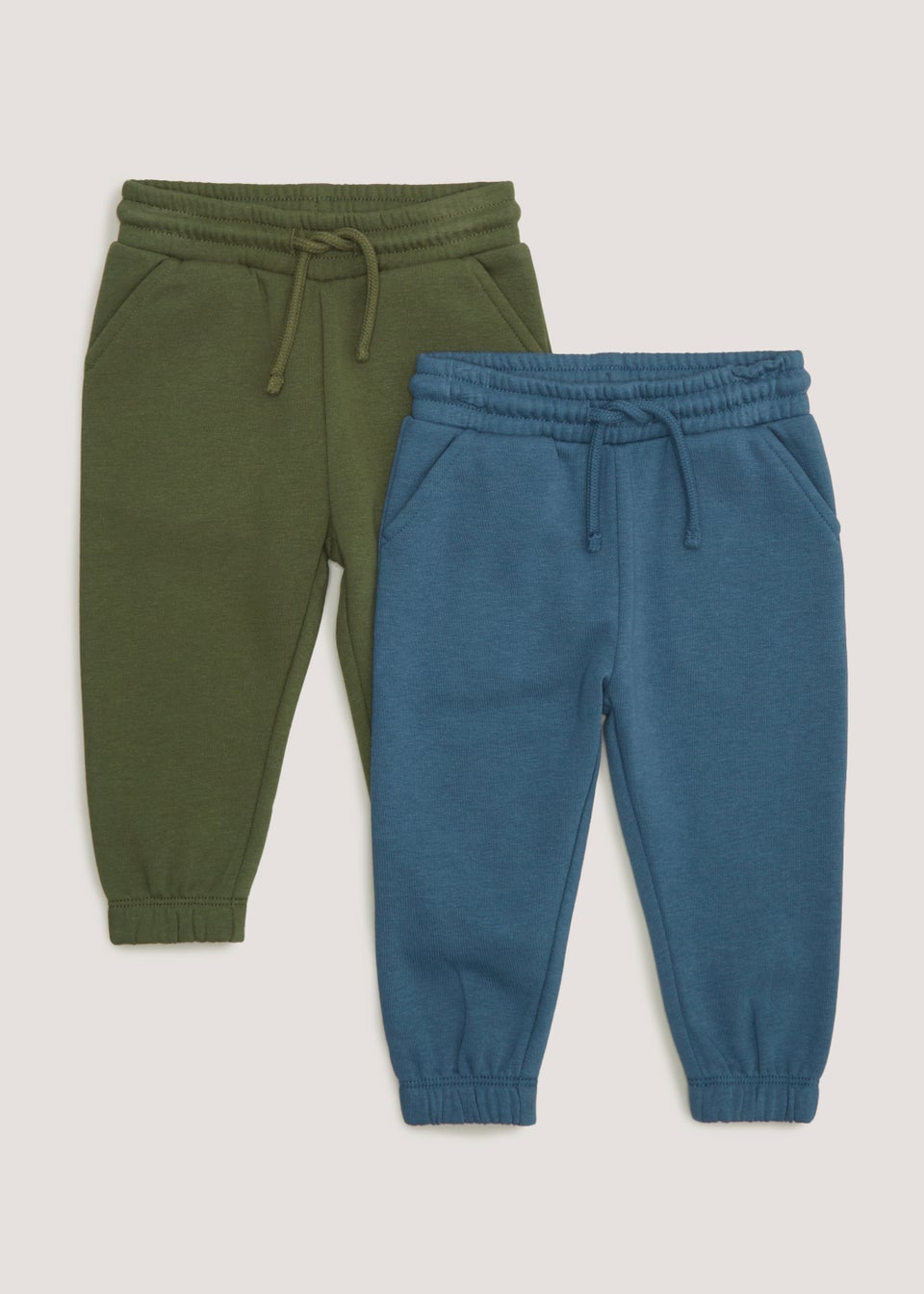 Boys 2 Pack Khaki Teal Joggers 9mths 6yrs Matalan