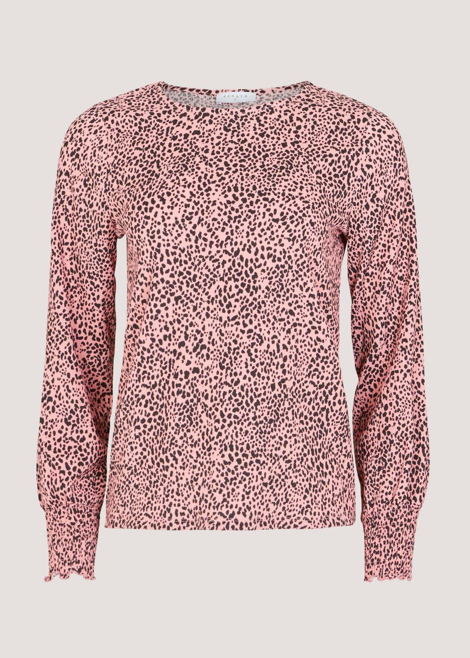 Coral Print Textured Long Sleeve Top