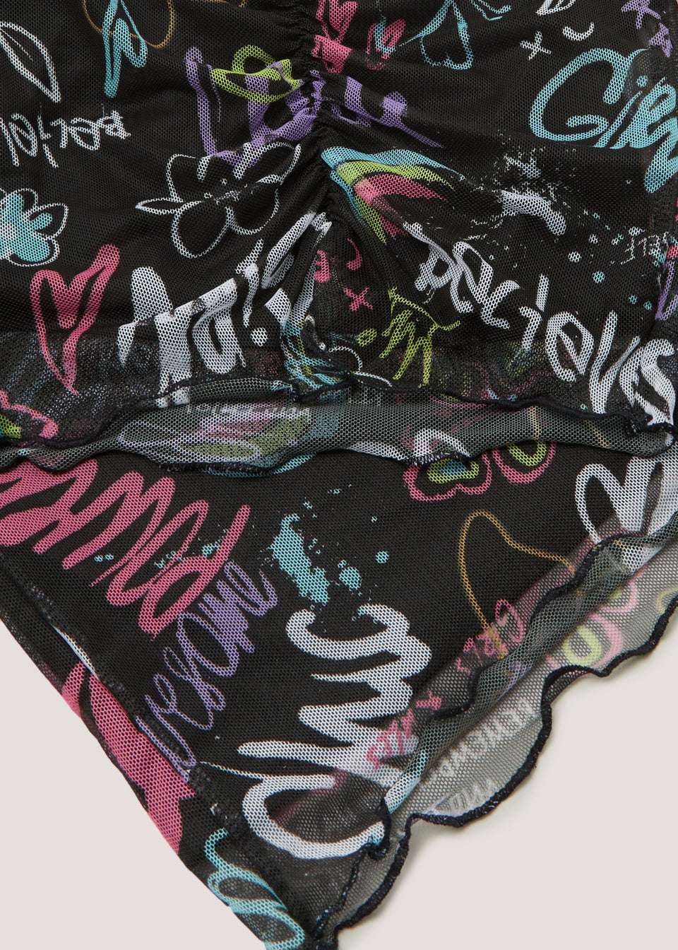 Girls Multicoloured Graffiti Ruched Mesh Top & Skirt Set (4-13yrs)
