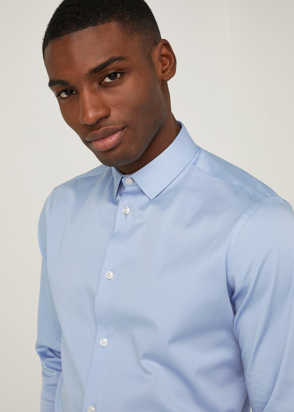 Taylor & Wright Blue Satin Slim Fit Shirt