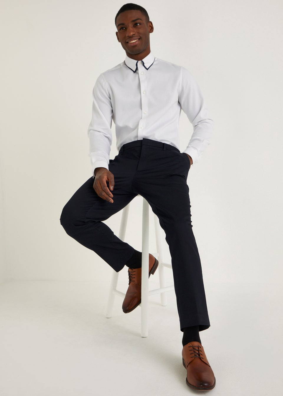 Taylor & Wright White Double Collar Slim Fit Shirt
