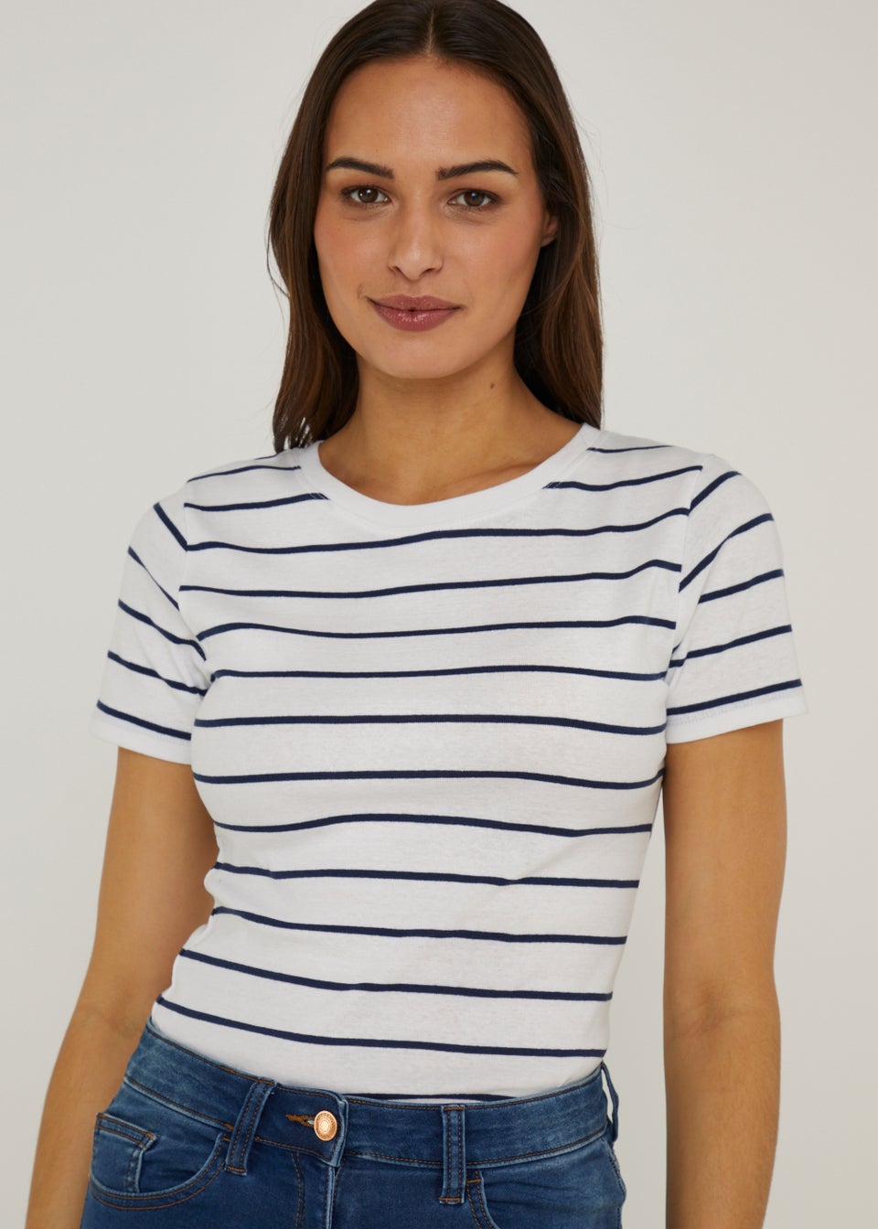 White Stripe Print T-Shirt